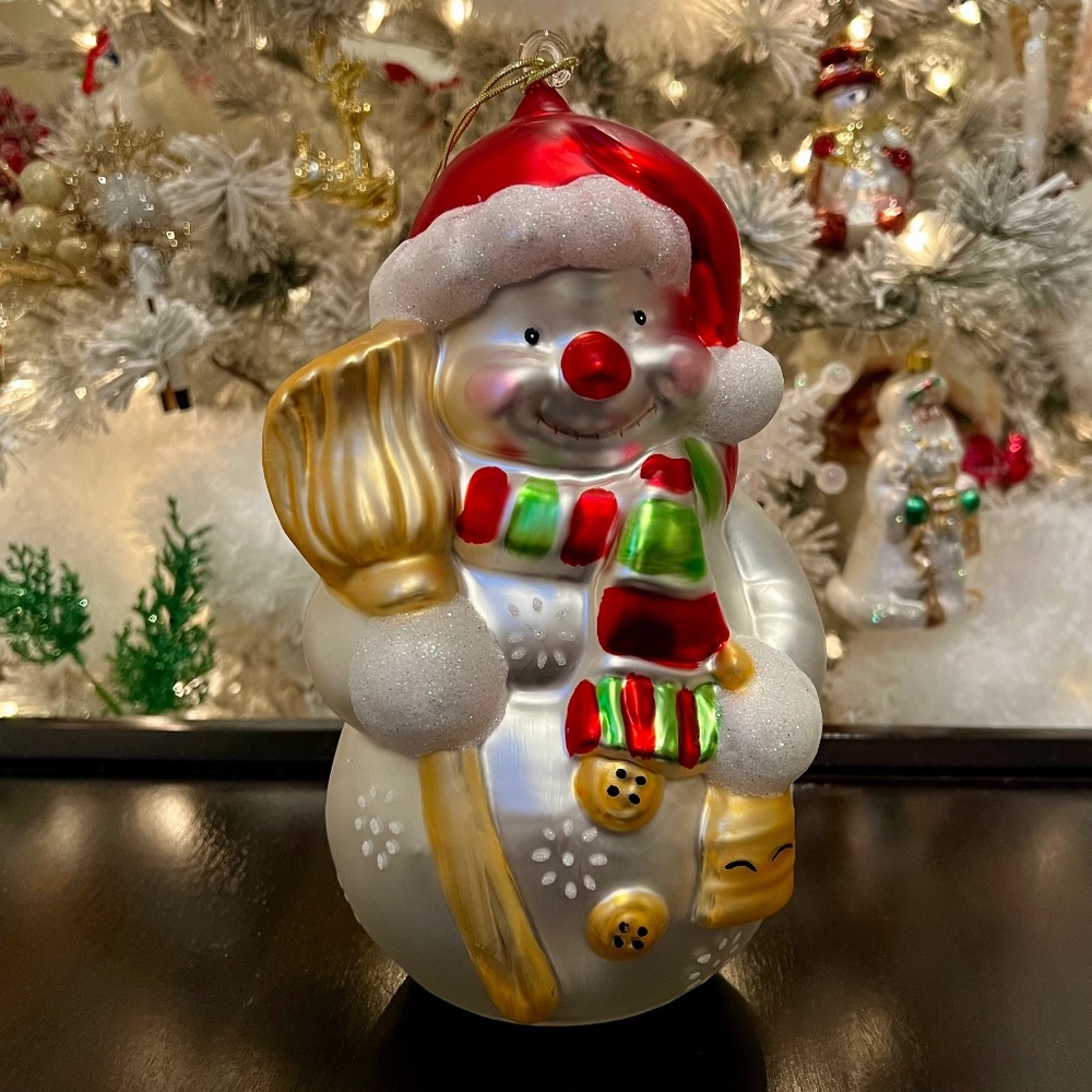 🎄10" Mercury Glass Snowman Collectible🎄